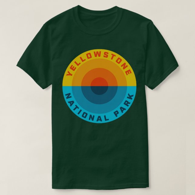 Camiseta Parque Nacional do Yellowstone Retro Sunset (Frente do Design)