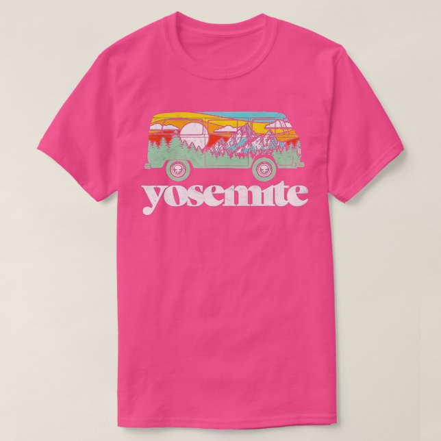 Camiseta Parque Nacional do Yosemite, Hippie Van & Mountain (Frente do Design)