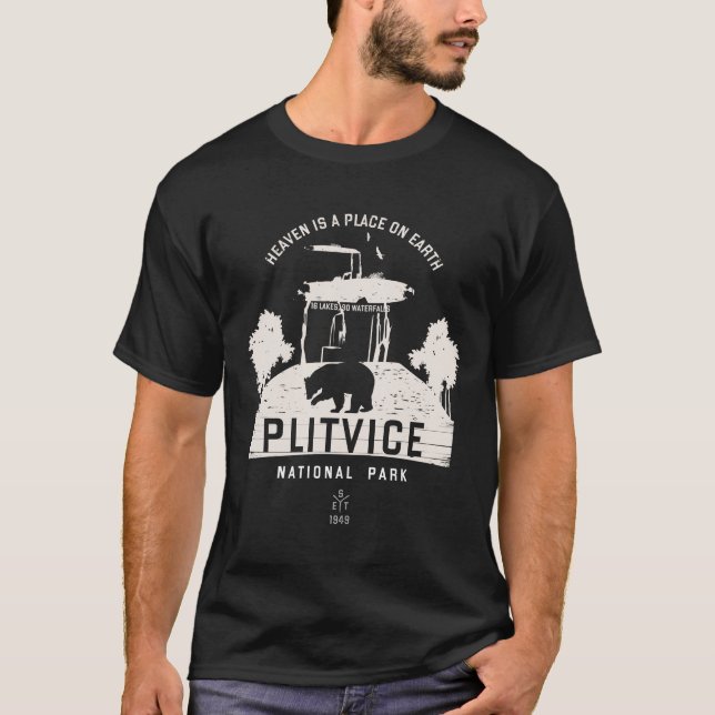Camiseta Parque Nacional dos Lagos Plitvice, Design Branco  (Frente)
