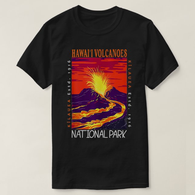 Camiseta Parque Nacional dos Vulcões do Havaí Kilauea Volca (Frente do Design)