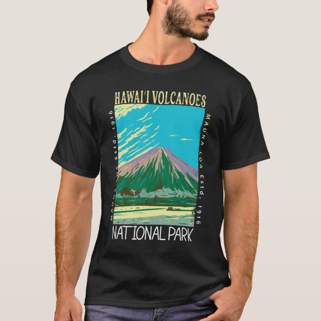 Camiseta Parque Nacional dos Vulcões do Havaí - Retro em Di (Frente)