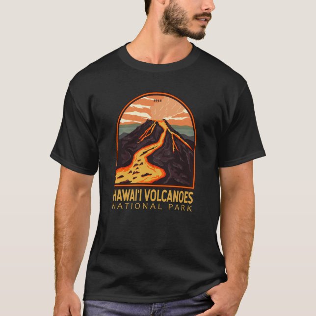 Camiseta Parque Nacional dos Vulcões do Havaí, Vintage Embl (Frente)