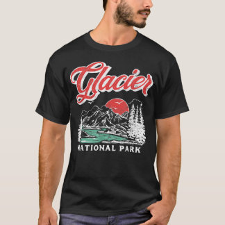 Camiseta Parque Nacional Glacier Retro Montanhas dos Anos 8