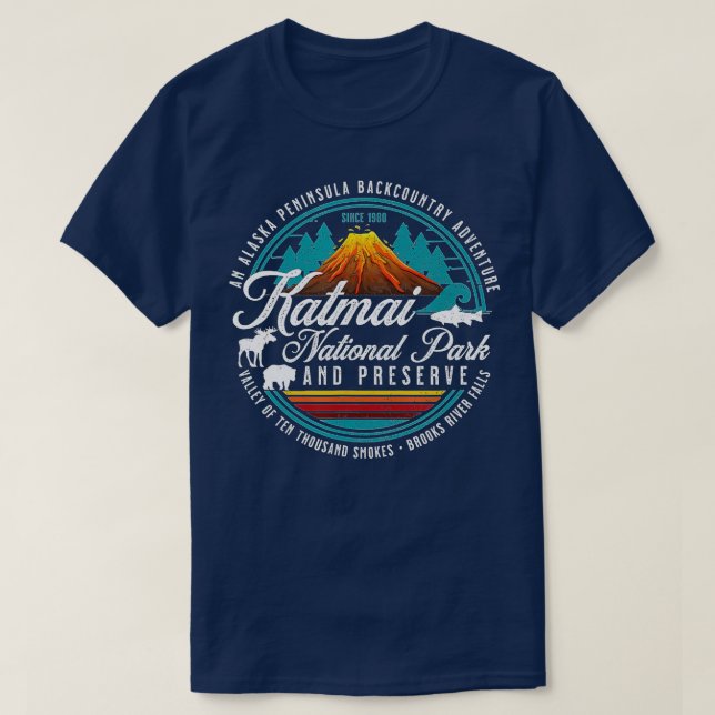 Camiseta Parque Nacional Katmai Preservar Urso do Alasca Vi (Frente do Design)