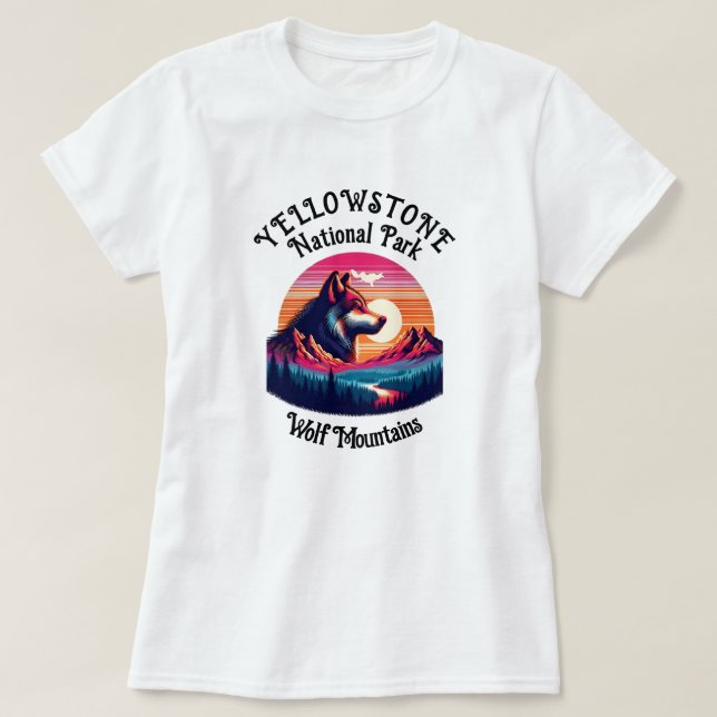 Camiseta Parque Nacional Majestoso do Emblema de Yellowston (Frente do Design)
