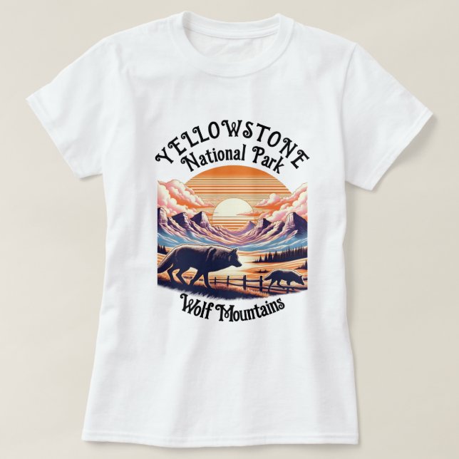 Camiseta Parque Nacional Majestoso do Emblema de Yellowston (Frente do Design)