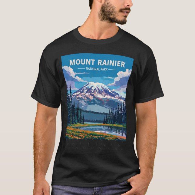 Camiseta Parque Nacional Mount Rainier retrô (Frente)