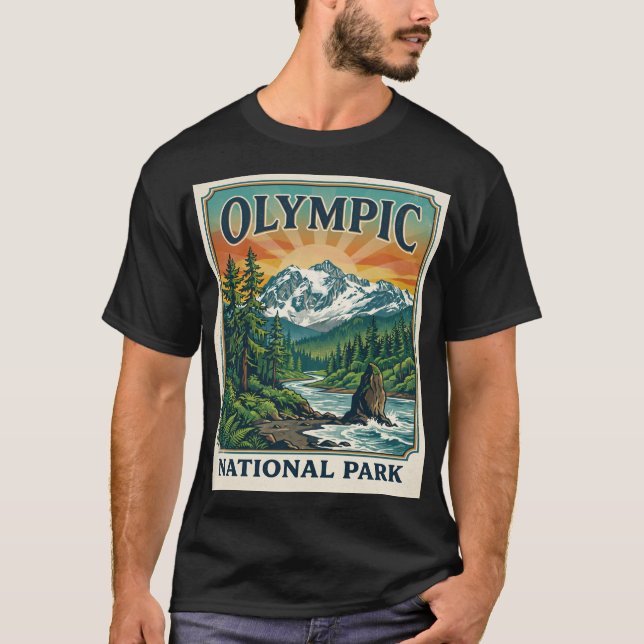 Camiseta Parque Nacional Olímpico Vintage (Frente)