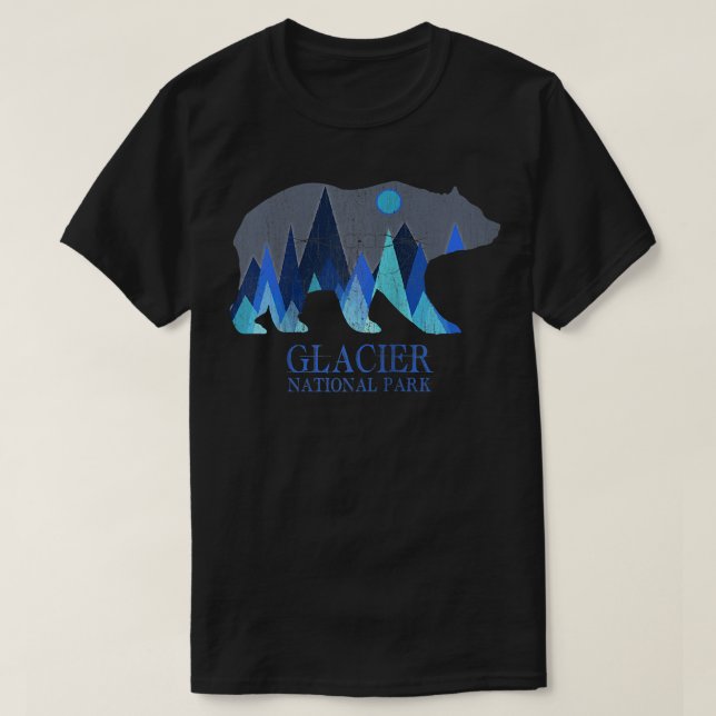 Camiseta Parque Nacional R do Glaciar Grizzly Bear (Frente do Design)
