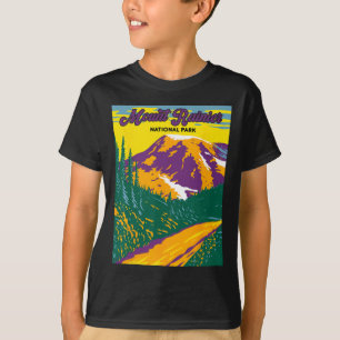 Camiseta Parque Nacional Retro Mount Rainier Caminhada Acam