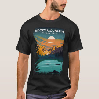 Camiseta Parque Nacional Rocky Mountain à Noite Vintage Min