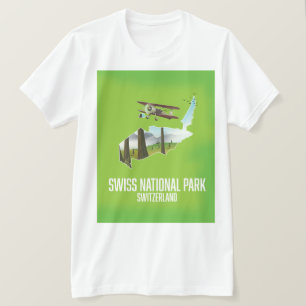 Camiseta Parque Nacional Suíço, mapa de Suiças