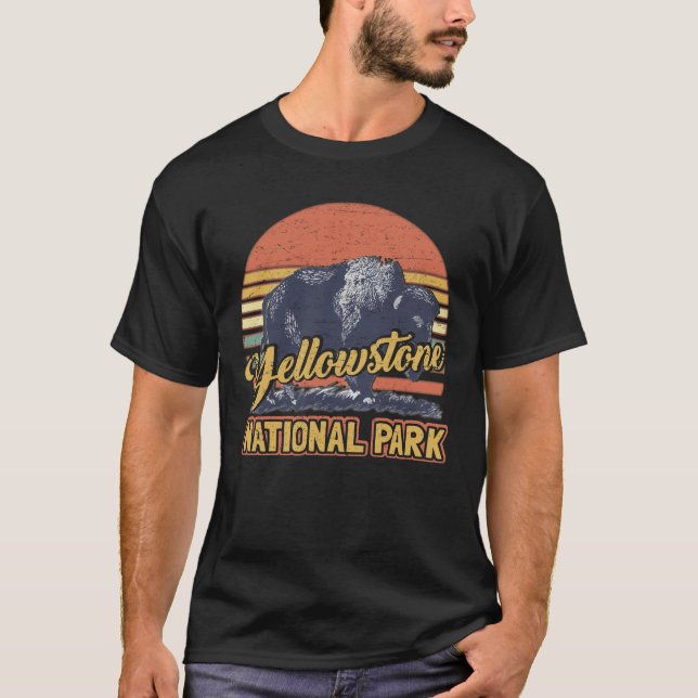 Camiseta Parque Nacional Vintage Retro Yellowstone (Frente)