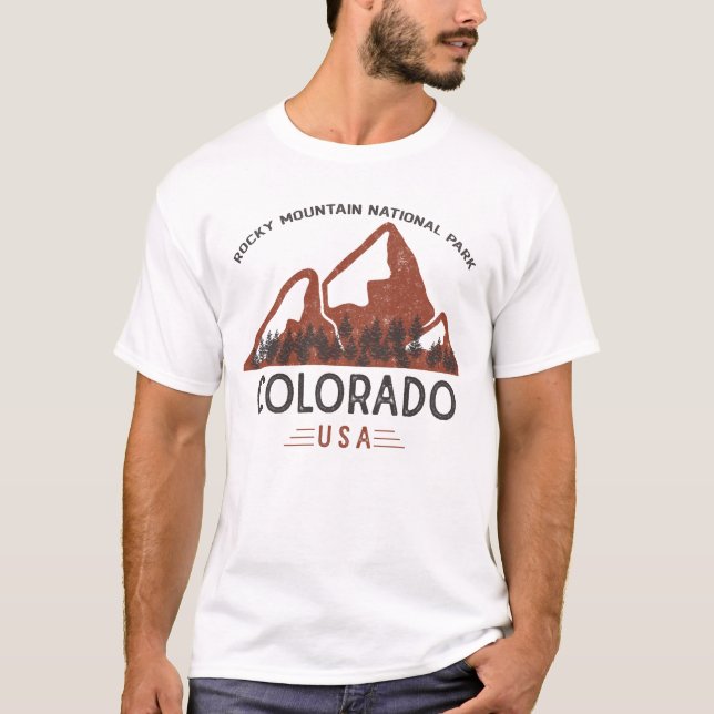 Camiseta Parque Nacional Vintage Rocky Mountain (Frente)