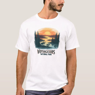Camiseta Parque Nacional Voyageurs Retro Sunset Moose