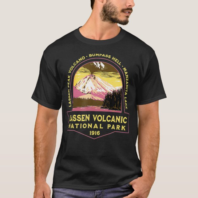 Camiseta Parque Nacional Vulcânico Lassen California Retro  (Frente)