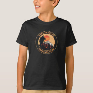 Camiseta Parque Nacional Yellowstone, Arte do Lobo Sunset, 