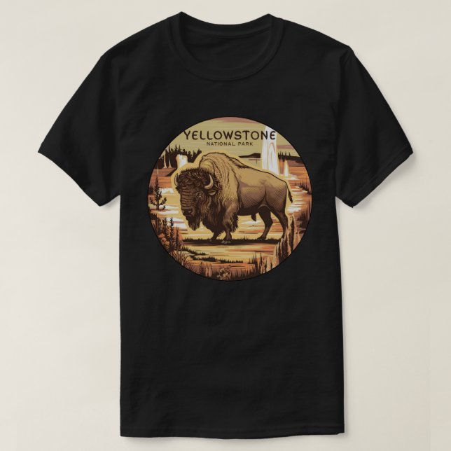 Camiseta Parque Nacional Yellowstone Bison (Frente do Design)
