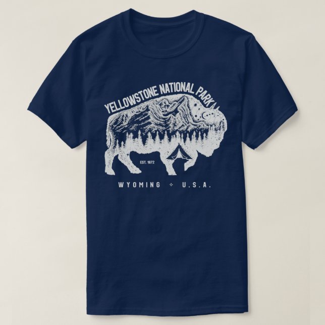 Camiseta Parque Nacional Yellowstone Bison (Frente do Design)