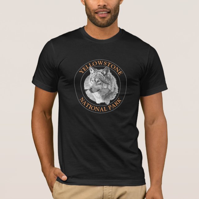 Camiseta Parque Nacional Yellowstone, Cinza Wolf Art, Círcu (Frente)