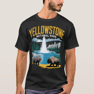 Camiseta Parque Nacional Yellowstone EUA Lobo Bisonte Urso