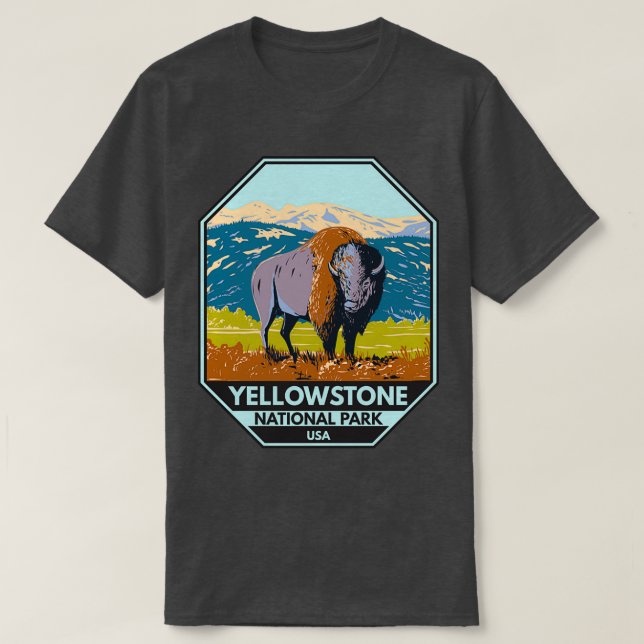Camiseta Parque Nacional Yellowstone North American Bison (Frente do Design)