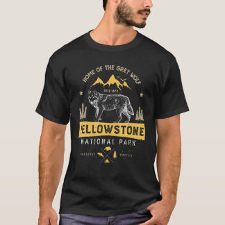 Camiseta Parque Nacional Yellowstone T Wolf Vintage Men Wo