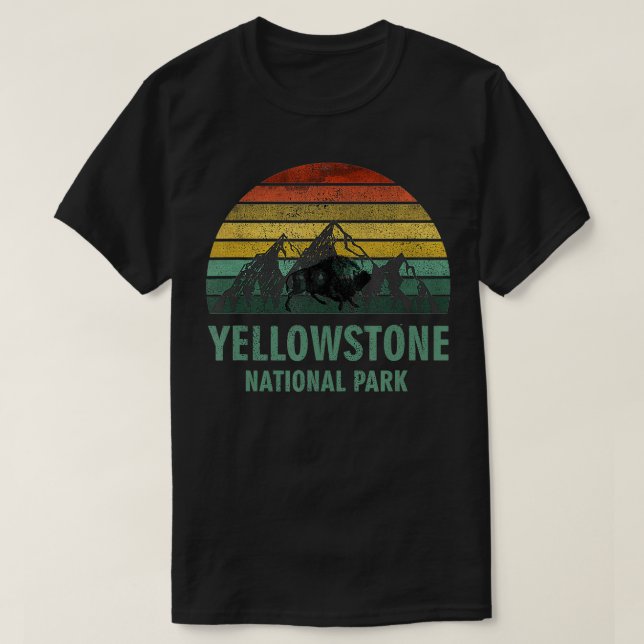 Camiseta Parque Nacional Yellowstone USA Bison Buffalo Vint (Frente do Design)