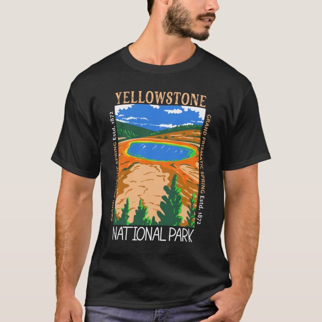 Camiseta Parque Nacional Yellowstone, Vintage, Afetado (Frente)