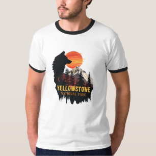 Camiseta Parque Nacional Yellowstone, Wolf Orange Sunset Ar