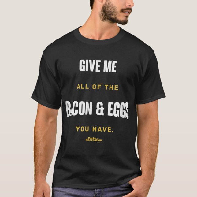 Camiseta Parques e bacon de reprodução e ovos Ron Swanson (Frente)