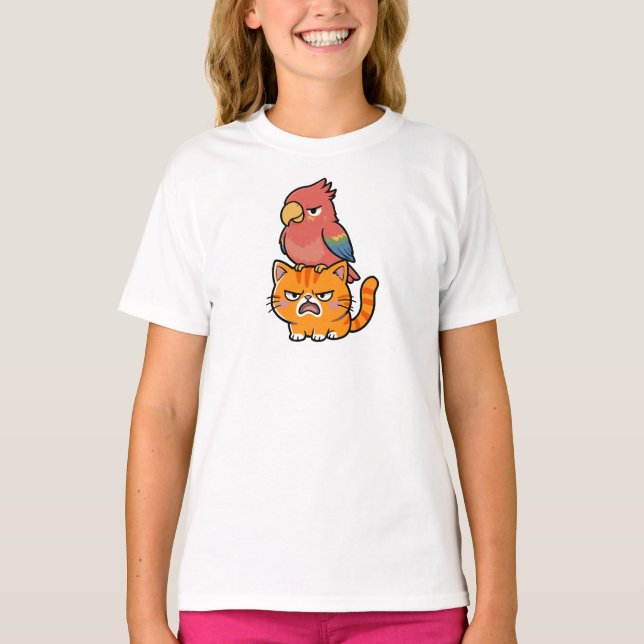 Camiseta Parrot and Orange Cat (Frente)