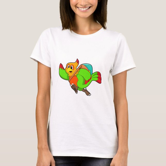 Camiseta Parrot as Hiker with Backpack (Frente)