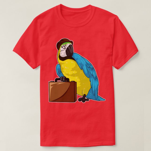 Camiseta Parrot Businessman Briefcase (Frente do Design)