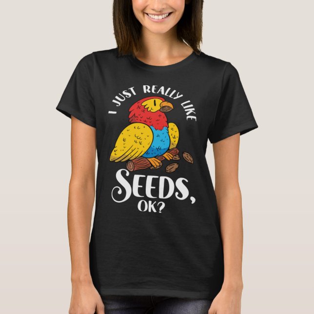 Camiseta Parrot Cockatiel Wildlife Bird Seed Pet Food Parro (Frente)