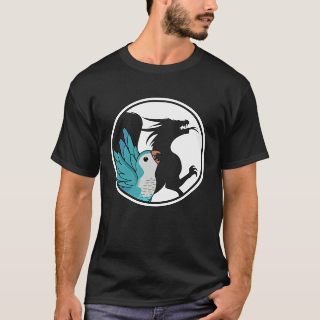 Camiseta Parrot & Dragon Shadow I Blue Monk Parakeet Quaker (Frente)