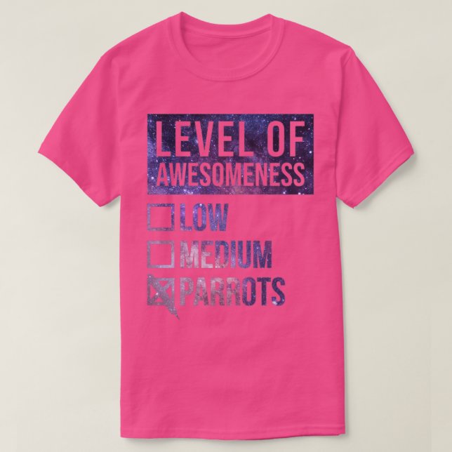 Camiseta Parrot Engraçado Arte Nível 1 (Frente do Design)