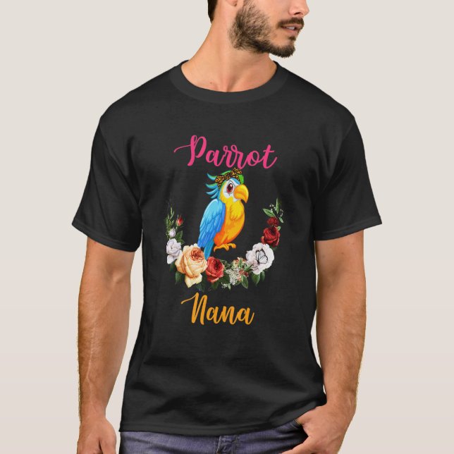 Camiseta Parrot Nana Floral Parrot Bow Tie Lover Mother's D (Frente)