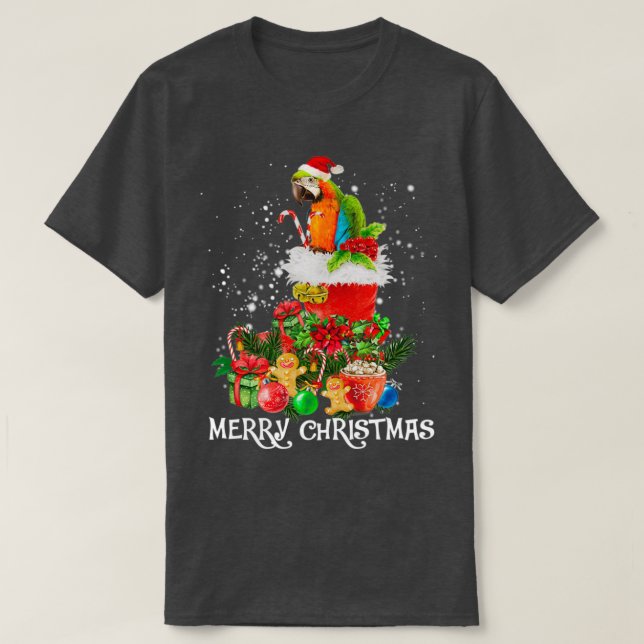 Camiseta Parrot Ornament Decoration Christmas Tree Xmas Gif (Frente do Design)