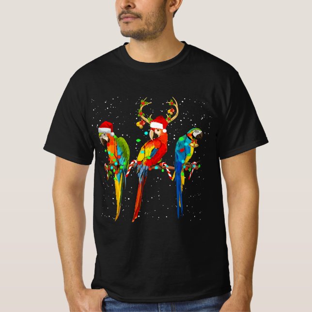 Camiseta Parrot Reindeer Santa Claus Merry Christmas Parrot (Frente)