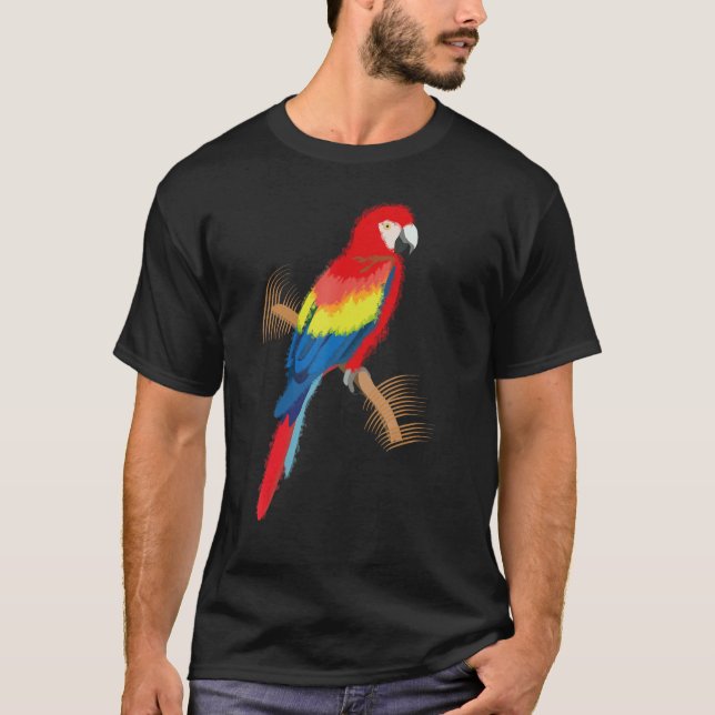 Camiseta Parrot Scarlet Macaw Colorida (Frente)