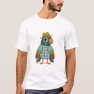 Camiseta Parrot T-Shirt – Fedora & Houndstooth Folk Art