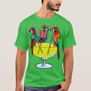Camiseta Parrots Bebendo Margarita Havaiana Vacinas