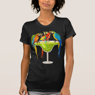 Camiseta Parrots Bebendo Margarita No Pássaro De Férias D