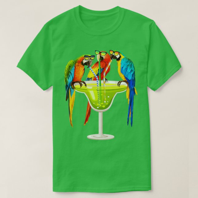 Camiseta Parrots Bebendo Margarita No Pássaro De Férias De  (Frente do Design)