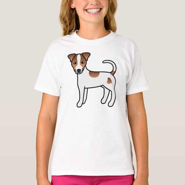 Camiseta Parson Russell Terrier de pelo liso branco e bege (Frente)