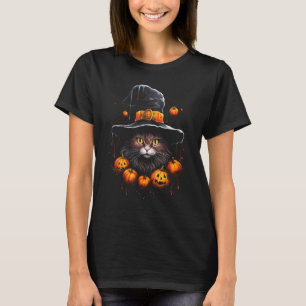 Camiseta Parte de Fantasia de Gato Preto de Halloween com C