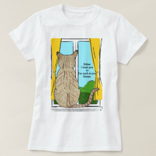 Camiseta Parte de trás do gato confiando ou relógio redondo