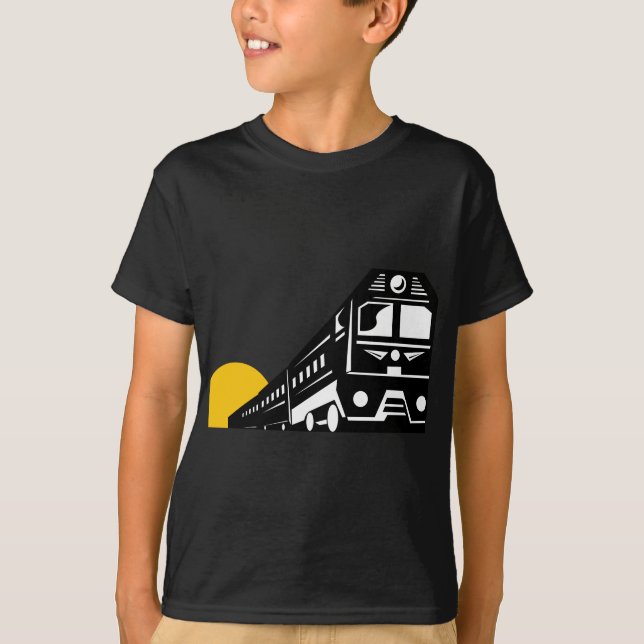 Camiseta Parte dianteira diesel do trem retro (Frente)