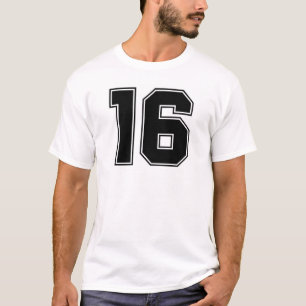 Camiseta Parte dianteira do número 16 e impressão da part